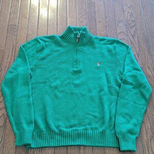 Polo Ralph Lauren Green Quarter Zip Supima Cotton - Size L